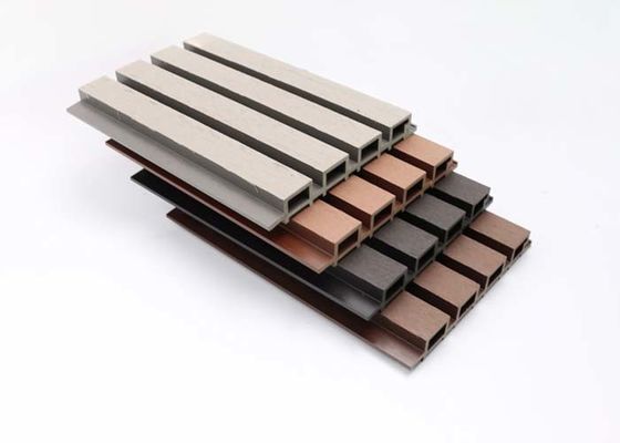 কাঠের স্তরিত বাহ্যিক WPC ওয়াল প্যানেল আলংকারিক ওয়াল ক্ল্যাডিং আউটডোর