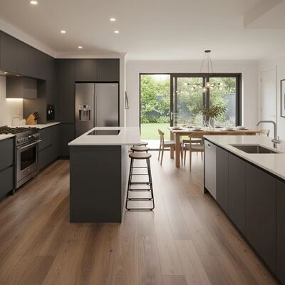 জলরোধী Spc 5mm অনমনীয় ভিনাইল ফ্লোটিং ফ্লোর 20mil পরিধান স্তর ক্লিক লক প্ল্যাঙ্ক