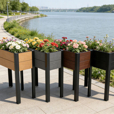 জলরোধী অগ্নি প্রতিরোধক পরিবেশ বান্ধব কাঠ প্লাস্টিক কম্পোজিট সঙ্গে আধুনিক উচ্চতর উত্থাপিত বাগান বিছানা বহিরঙ্গন জন্য