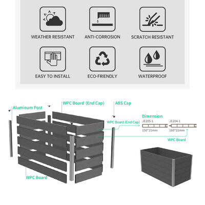 বহিরঙ্গন উত্থাপিত বাগান বিছানা প্ল্যান্টার বক্স সঙ্গে জলরোধী অগ্নি retardant পরিবেশগত বন্ধুত্বপূর্ণ উপাদান বাড়ির উঠোনে রোপণ জন্য