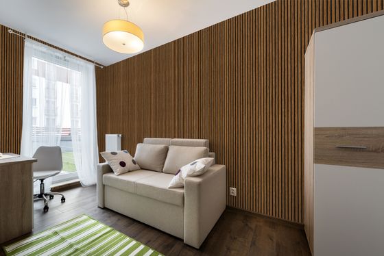 Soundproofing শোষণ Mdf পোষা বোর্ড শাব্দ কাঠের স্ল্যাট ওয়াল প্যানেল